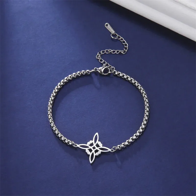 Vintage Stainless Steel bracelet for Men Women Witch Knot Witchcraft Pendant Man Bracelet Jewelry bracelets homme Birthday Gifts