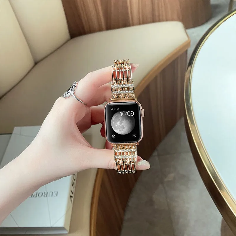 Women Metal Braid Band for Apple Watch Series 7 6 5 4 Diamond Premium Steel iWatch 38mm 40mm 41mm 42mm 44mm 45mm Bracelet Wristband |Watchbands|