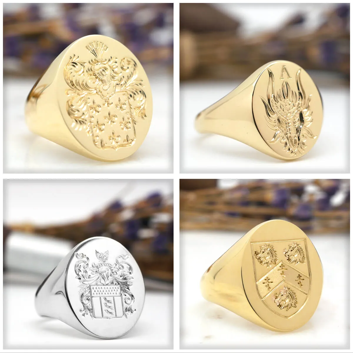 Women's Oval Signet Ring - Small - Hand Engraved Family Crest / Logo