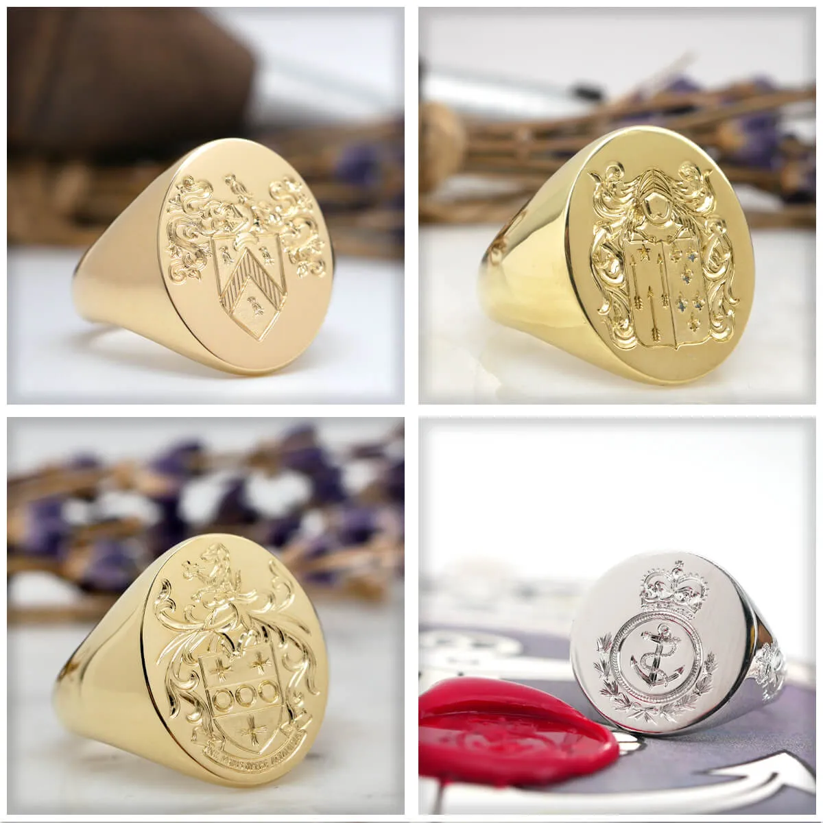 Women's Oval Signet Ring - Small - Hand Engraved Family Crest / Logo