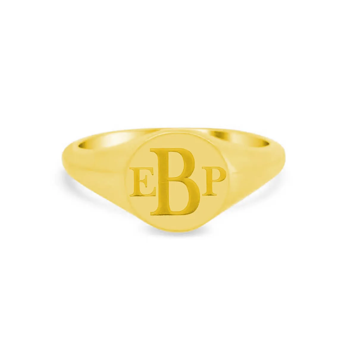 Women's Round Signet Ring - Small - Laser Engraved Roman Monogram