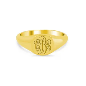 Women's Square Signet Ring - Extra Small - Laser Engraved Script Monogram