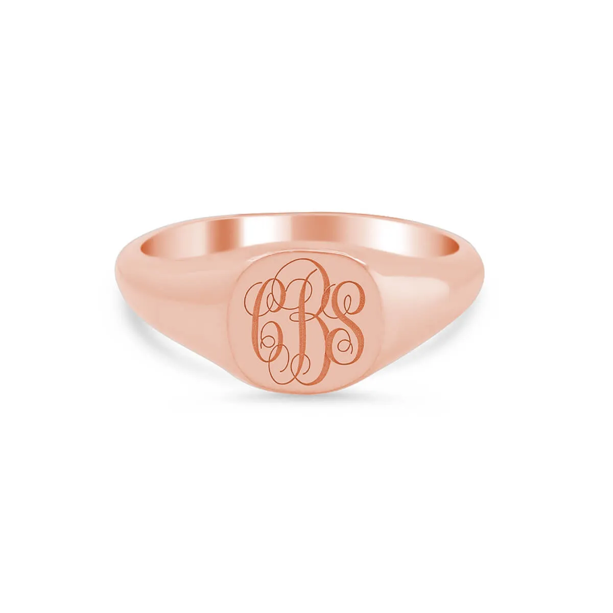 Women's Square Signet Ring - Extra Small - Laser Engraved Script Monogram