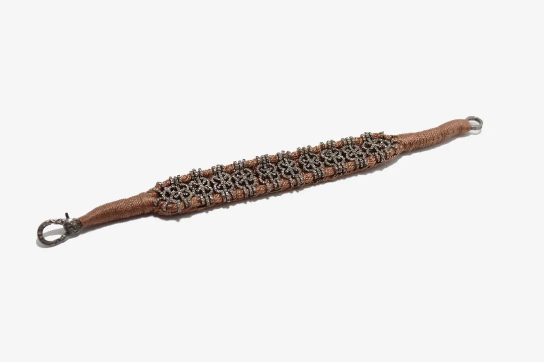 Woven Nude Silk   Diamond Bracelet