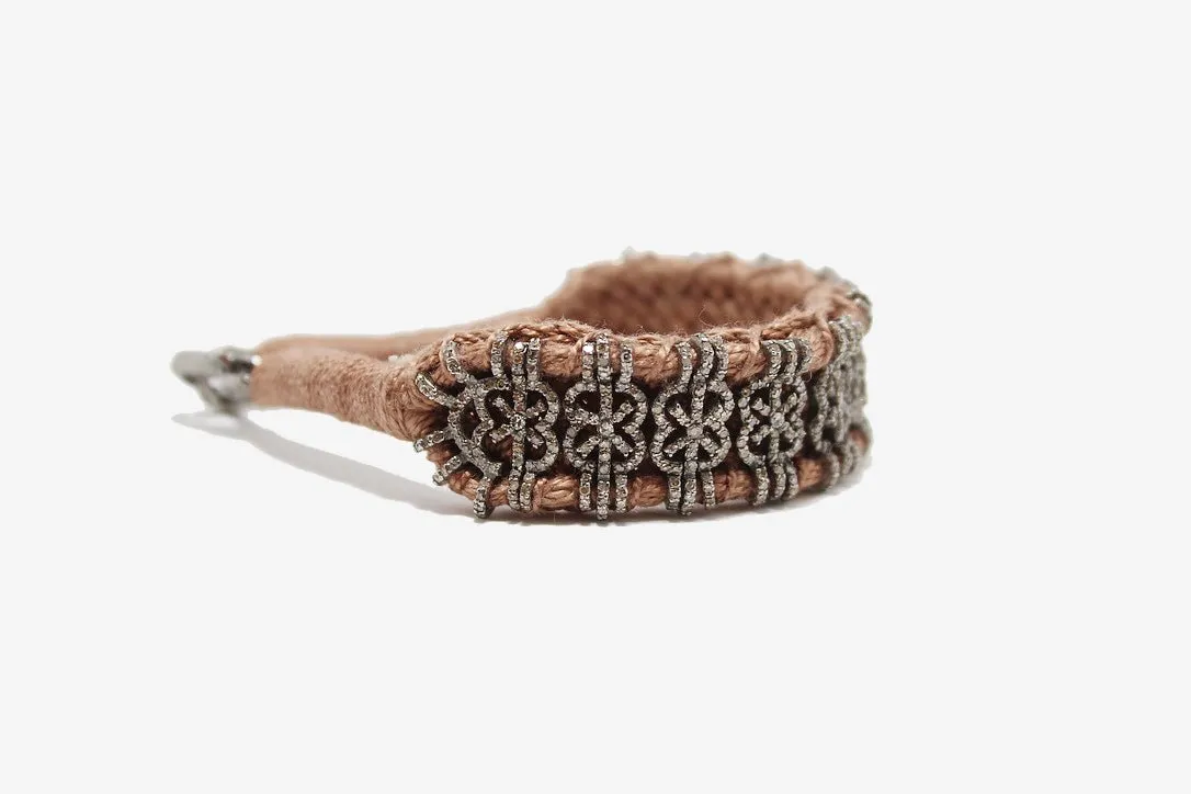 Woven Nude Silk   Diamond Bracelet