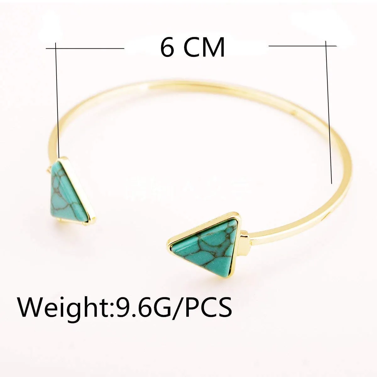 Yellow Chimes Retro Vintage Open Bangle Triangle Blue Turquoise Stone Cuff Bracelet for Women and Girl's