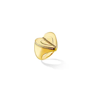 Yellow Gold Endless Pinky Ring with White Diamonds