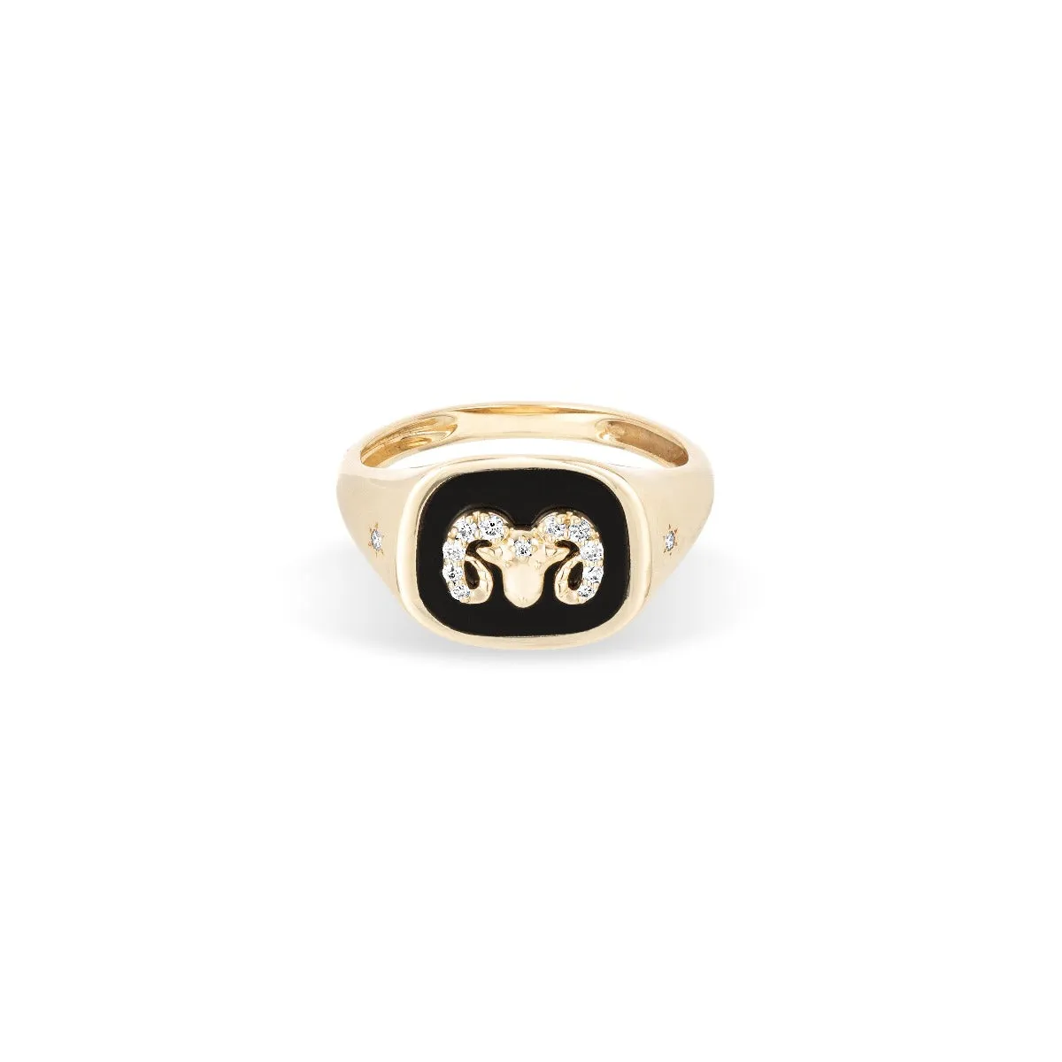 Zodiac Ceramic   Diamond Aries Signet Ring